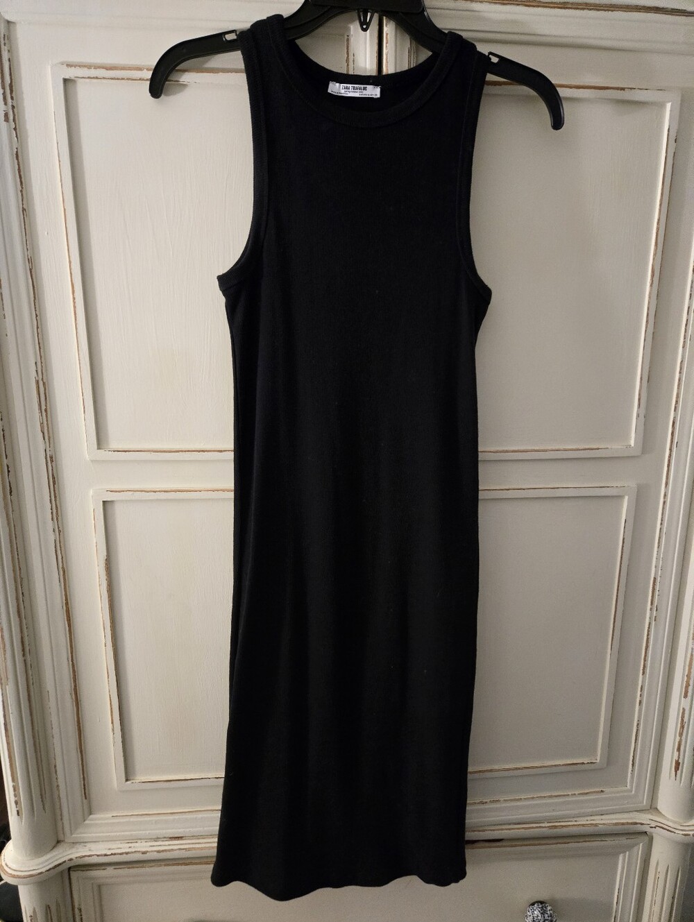 Zara Black Sleeveless Midi Tank Dress Size M NWOT